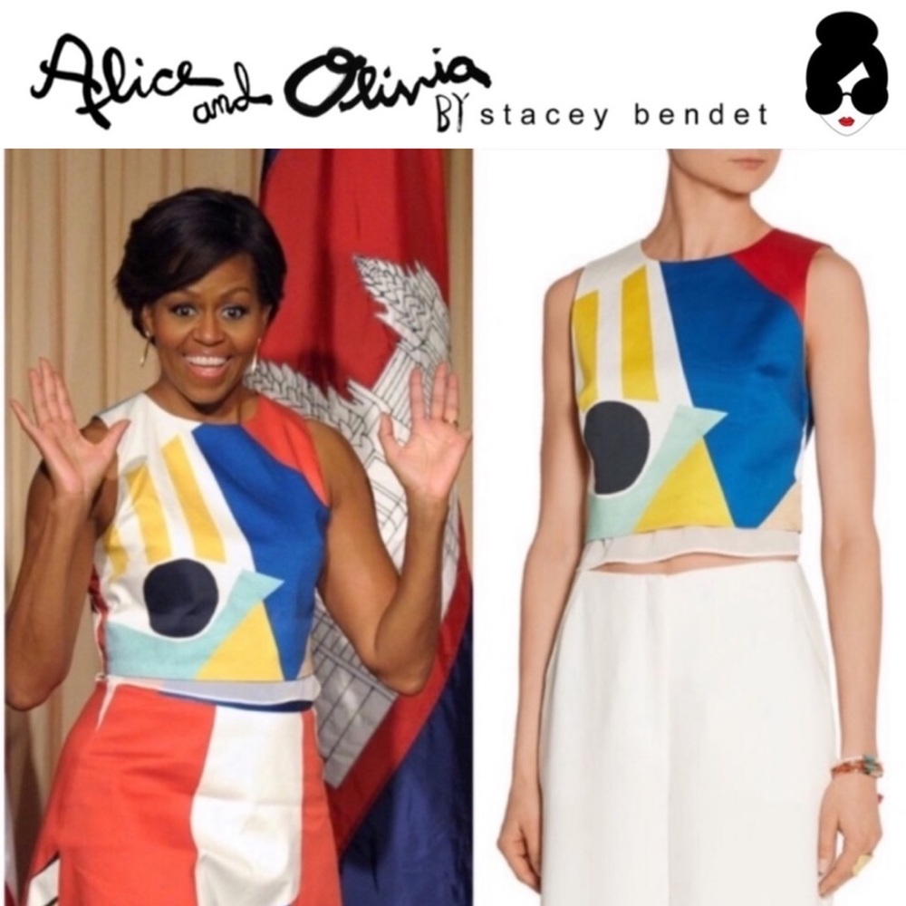 Alice & Olivia “Giana” layered Crop Top Blouse 0